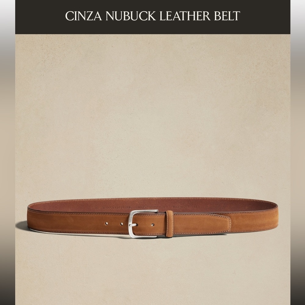 NEW Men’s Banana Republic Cinza Nubuck Leather Belt